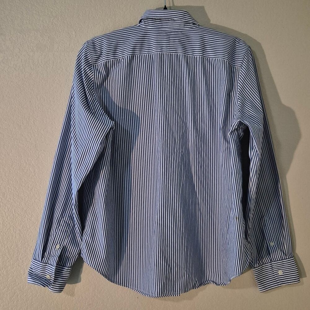 Lauren Ralph Lauren Blue White Striped Cotton Button Down Shirt - Picture 5 of 8